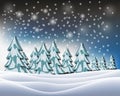 Vector winter wonderland night background. Vector of winter landscape. Merry Christmas Royalty Free Stock Photo