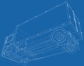 Vector Wire-frame Commercial cargo van. The layers of visible and invisible lines are separated. EPS10 format. Vector Royalty Free Stock Photo