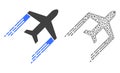 Vector Wire Frame Mesh Airplane Trail and Flat Icon