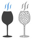Vector Wire Frame Mesh Wine Flavour and Flat Icon