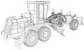 Vector Wire-frame Road grader. The layers of visible and invisible lines are separated. EPS10 format. Vector created of