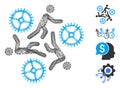 Network Running Persons for Gears Vector Mesh Royalty Free Stock Photo