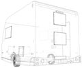 Vector Wire-frame Trailer Camper. The layers of visible and invisible lines are separated. EPS10 format. Vector created Royalty Free Stock Photo