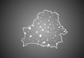 Vector wireframe mesh polygonal of belarus map. Abstract global connection structure. Map connected with lines and dots. Geometric Royalty Free Stock Photo