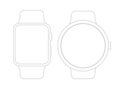 Vector wireframe smart watch on white surface. Royalty Free Stock Photo