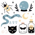 Vector witch magic design elements set Royalty Free Stock Photo