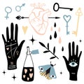 Vector witch magic design elements set Royalty Free Stock Photo