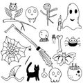 Vector witch magic design elements set. Hand drawn, doodle, sketch magician collection. Witchcraft symbols Royalty Free Stock Photo