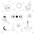 Vector witch magic design elements set. Hand drawn, doodle, sketch magician collection. Witchcraft symbols. Perfect for Royalty Free Stock Photo