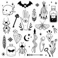 Vector witch magic design elements set Royalty Free Stock Photo