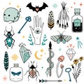 Vector witch magic design elements set Royalty Free Stock Photo