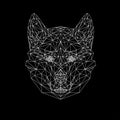 Vector wolf thin line style. Wolf low poly design illustration. Abstract mammal animal. Dog face silhouette for printing