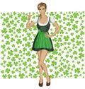 Vector Woman In Drindl On Saint Patricks Day Royalty Free Stock Photo