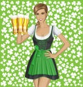 Vector Woman In Drindl On Saint Patricks Day Royalty Free Stock Photo