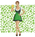 Vector Woman In Drindl On Saint Patricks Day Royalty Free Stock Photo