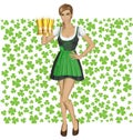 Vector Woman In Drindl On Saint Patricks Day Royalty Free Stock Photo