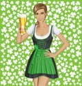 Vector Woman In Drindl On Saint Patricks Day Royalty Free Stock Photo