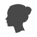 Vector woman face in profile. Portrait of girl looking side and front angles. line sketch isolated illustration on white Royalty Free Stock Photo