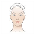Vector woman face. Young beautiful girl with healthy skin.