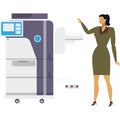 Vector woman office worker using copy machine