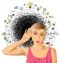 Vector woman overhearing something Royalty Free Stock Photo