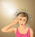 Vector woman overhearing something Royalty Free Stock Photo