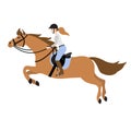 Vector woman riding show jumping horse Royalty Free Stock Photo