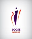 Vector woman shape, fat and slim, loose weight symbol and logo