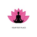 Vector with woman silhouette and pink lotus flwer. Royalty Free Stock Photo