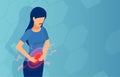 Vector of a woman with stomach pain