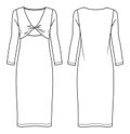 Vector woman winter midi dress with knot