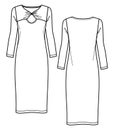 Vector woman winter midi dress