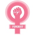 Vector women resist symbol. Isolated background