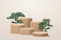 Vector wood podium presentation mock up, Wooden show cosmetic product display
