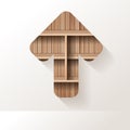 Vector wood shelf arrows icon creative design on wall room Royalty Free Stock Photo