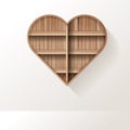 Vector wood shelf heart icon creative design on wall room Royalty Free Stock Photo