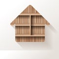 Vector wood shelf home icon creative design on wall room