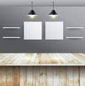 Vector wood table with wall room interior design Royalty Free Stock Photo