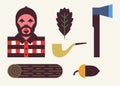 Vector Woodcutter background, icon set