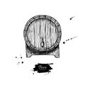 Vector wooden barrel. Hand drawn vintage illustration in engrav