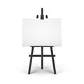 Vector Wooden Black Easel with Mock Up Empty Blank Horizontal Canvas on Background Royalty Free Stock Photo