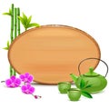 Vector Wooden Board with Green Teapot