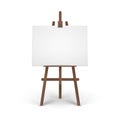 Vector Wooden Brown Easel with Mock Up Empty Blank Horizontal Canvas on Background Royalty Free Stock Photo