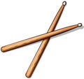 Vector wooden drumsticks cartoon isolated