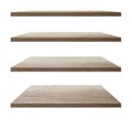 Vector wooden shelves on an isolated white