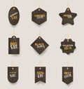 Vector wooden signs hanging on a rope and chain Royalty Free Stock Photo