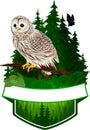 Vector woodland emblem with barred owl