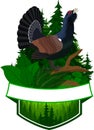 Vector woodland emblem with capercaillie