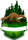 Vector woodland emblem with pine marten Royalty Free Stock Photo