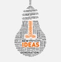 Vector word cloud of ideas light bulb Royalty Free Stock Photo